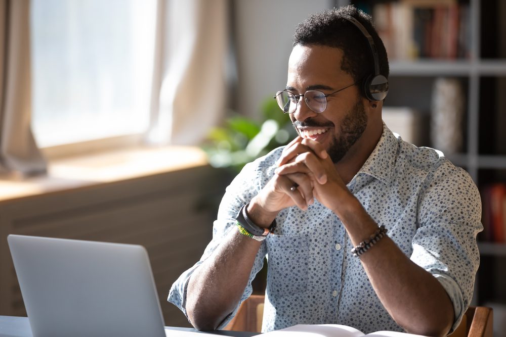 Male virtual assistant on a video call