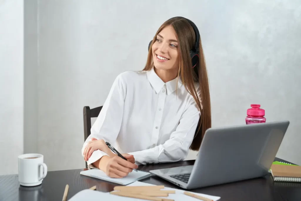 Executive assistant focused on work at her desk