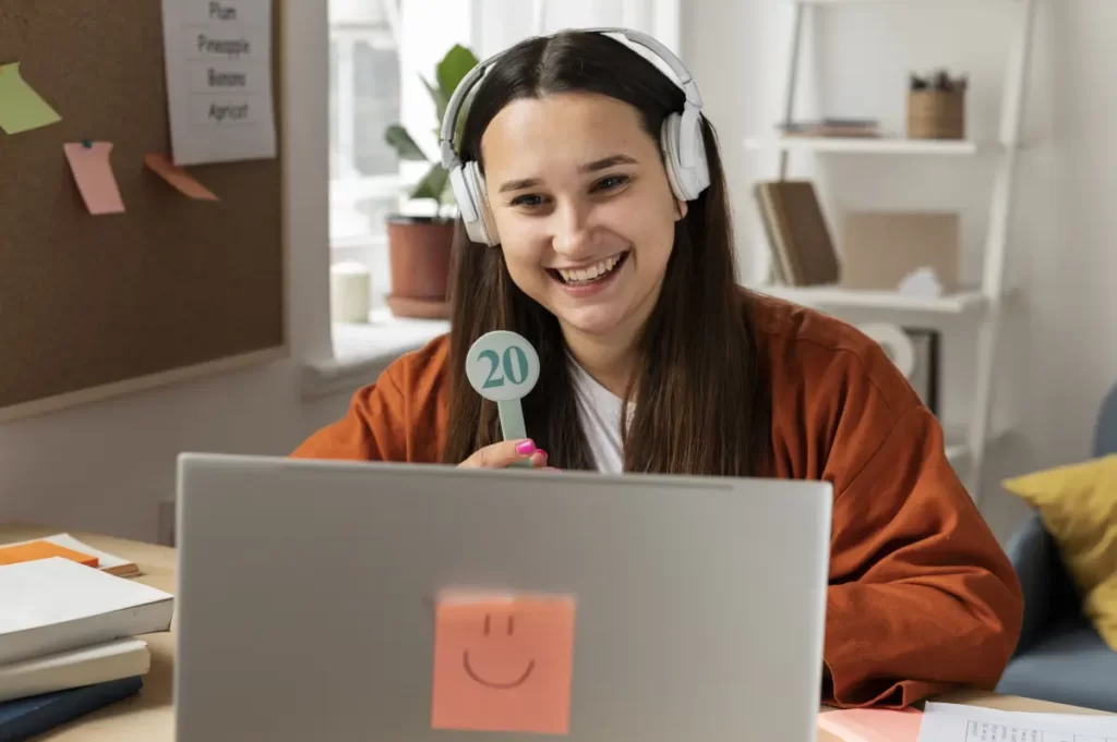 Woman working as a virtual professional