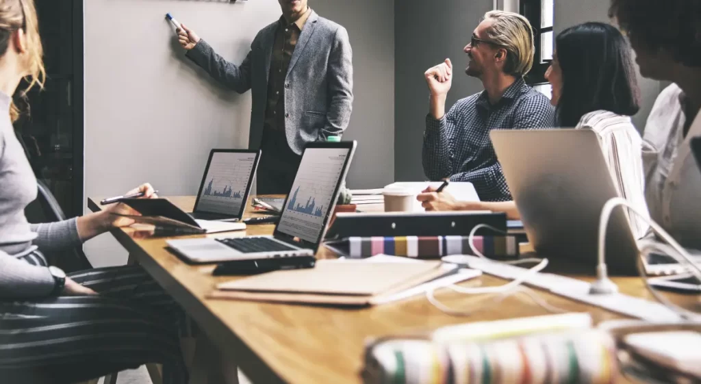 People working from an office