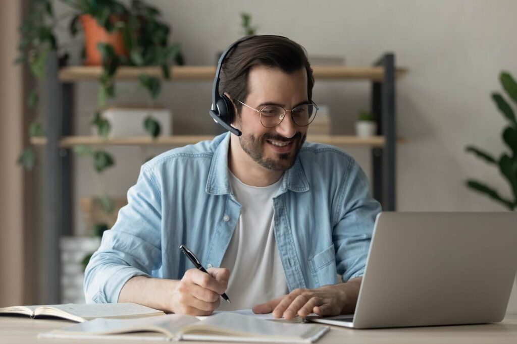 Young man wearing headphones