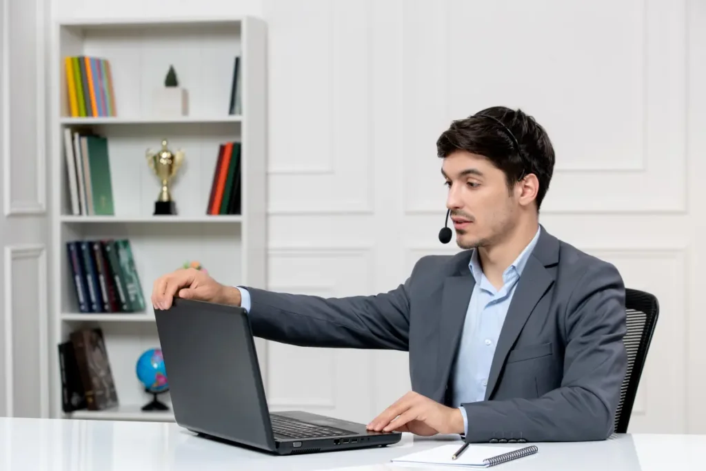 Virtual legal assistant Virtual legal assistant taking a phone call