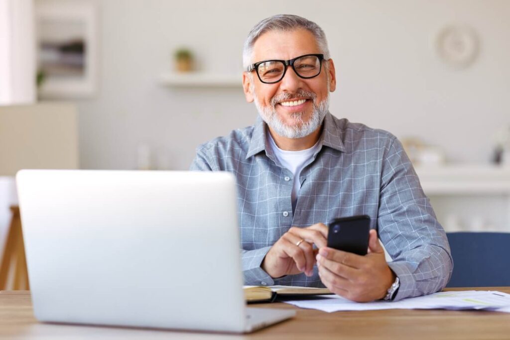 Workplace with a laptop at home