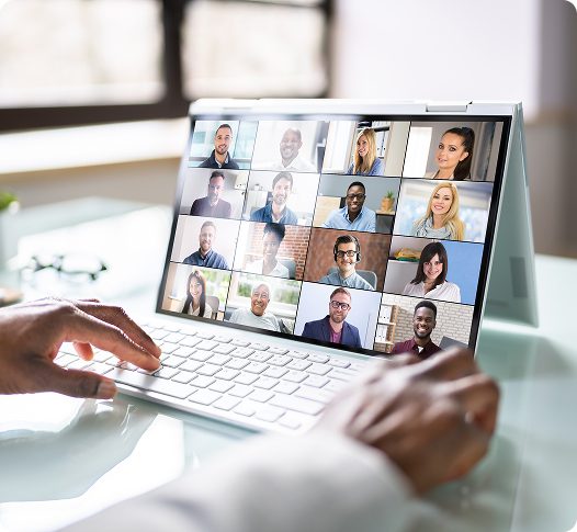 person speaking in video conference