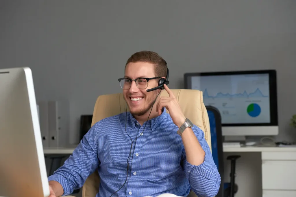 CEO on a video call with a Virtual Executive Assistant using laptop